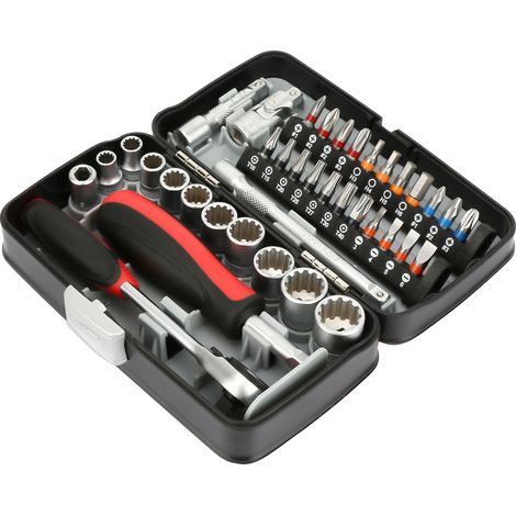 Coffret de 38 mini-outils à cliquet comprenant tournevis, douilles et clés à douille. (1/5)