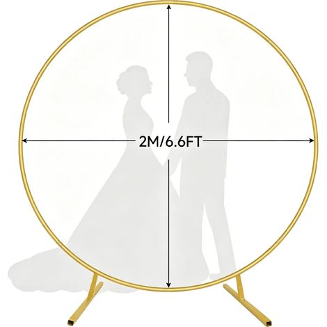 Support d'Arche de Mariage, Hauteur Réglable, Construction Métallique Robuste, Or-Rond, 2m/6.6ft-a (1/2)