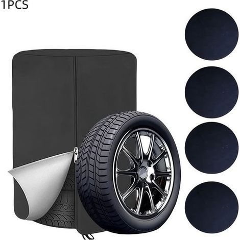 Bolsa grande impermeable negra para guardar neumáticos (1 unidad, 85 x 120 cm) con 4 almohadillas de fieltro para SUV y camiones. (1/5)