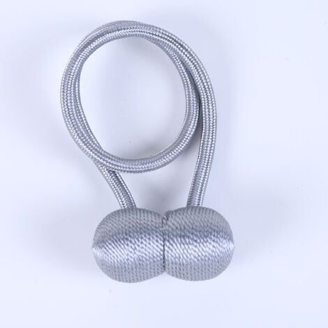Lot de 4 attaches de rideaux magnétiques, boucles de rideaux tressées magnétiques pour décoration de maison ou de bureau (gris argenté) (1/5)