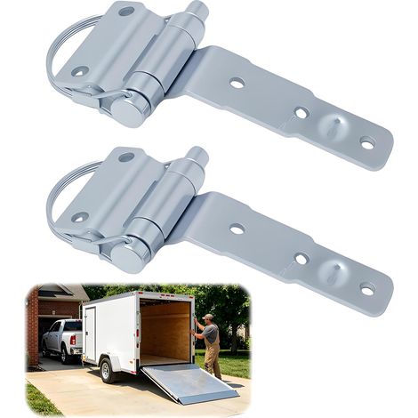 2 Pcs D Shape Removable Galvanized Steel Trailer Hinges (1/5)