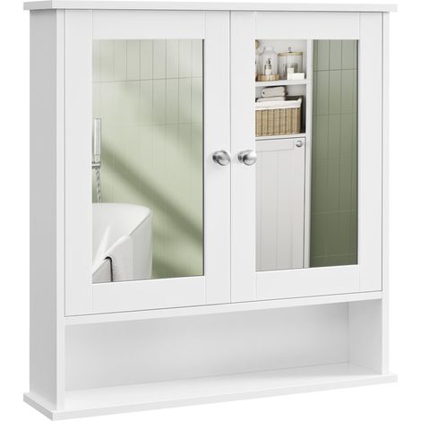 Armoire Murale, 2 Portes-Miroir, Étagère Réglable, 65 x 15 x 75 cm (1/5)