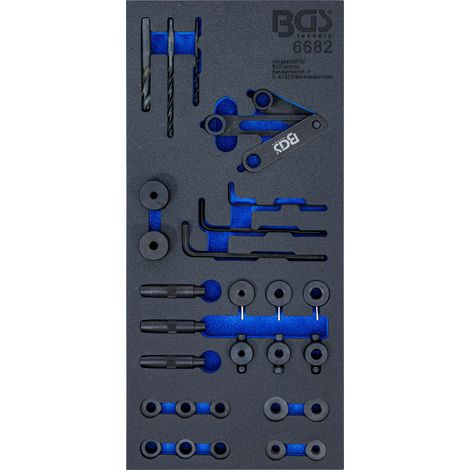 BGS  Inserción  carro  de  herramientas  1/3:  Juego  de  herramientas  de  calibre  para  perforación  de  culata  28  pzs.  -  6682 (1/4)