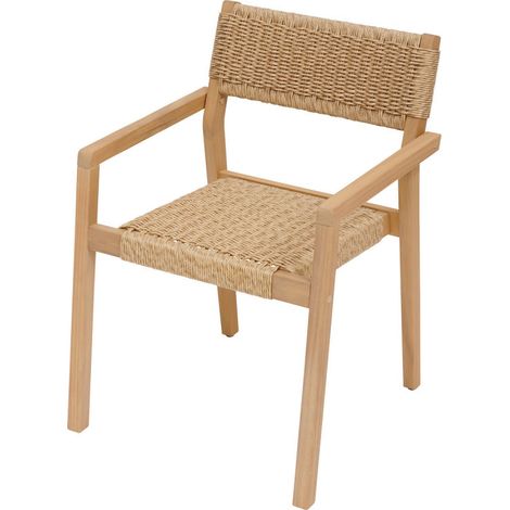 Hesperide – Lot de 2 fauteuils de jardin Temeira en acacia et résine tressée – Confort optimal pour repas en extérieur – Design moderne et élégant (1/6)