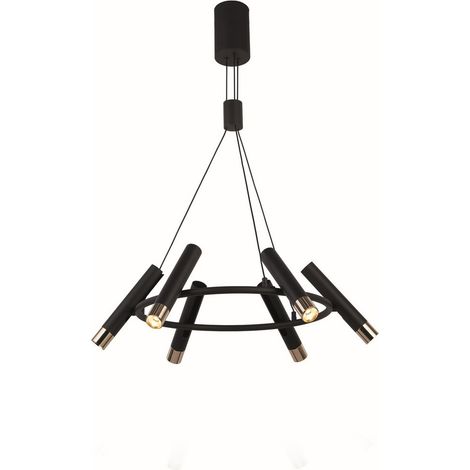 Lampe suspendue lustre suspension LED 6 lampes noir doré spots dimmable (1/2)