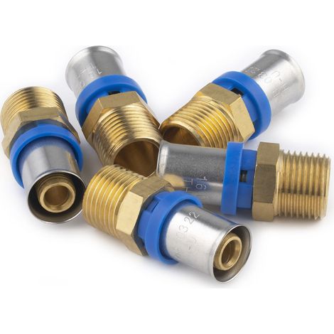 Multistrato a pressare raccordo multiprofilo maschio M15x21 Ø16 - Sacchetto con 5 raccordi NOYON & THIEBAULT