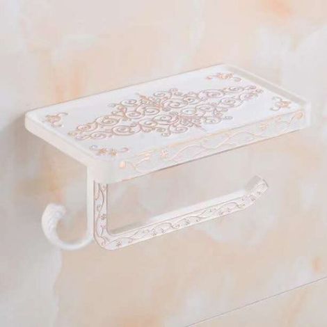 Support de papier toilette mural vintage, support de papier toilette en aluminium, étagère spacieuse (1/2)