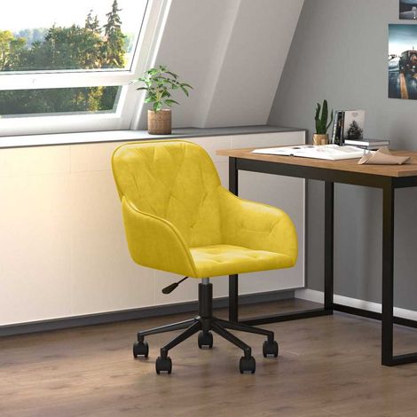 vidaXL Chaise pivotante de bureau Jaune Velours (1/5)