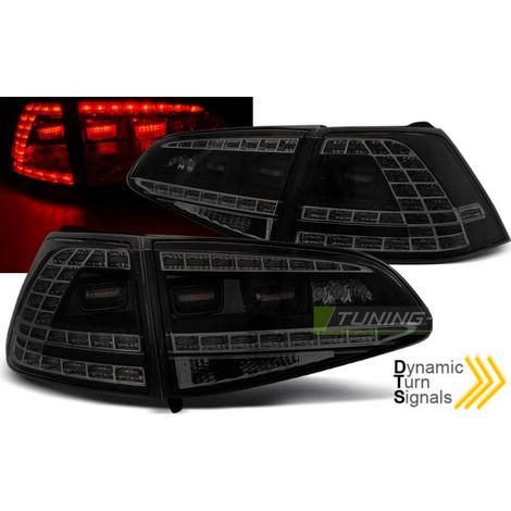 Paire de feux arriere VW Golf 7 13-17 LED Look GTI Noir Fume (1/4)