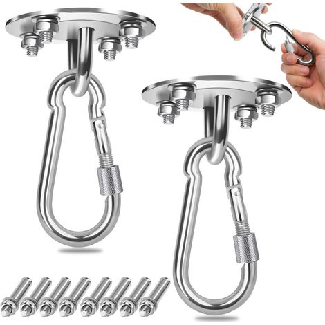 SWANEW 2X Gancio a soffitto Capacità 450 kg Amaca da appendere a parete Sedia sospesa per yoga e sacco da boxe Kit in acciaio inossidabile (1/5)