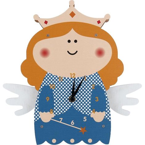 Cartoon Clock, Melangism Angel Clock, Mdf Wooden Wall Clock, For Kids Bedroom Living Room, Home Decor, Easy To Install, One AA Battery Operated (Not Included)