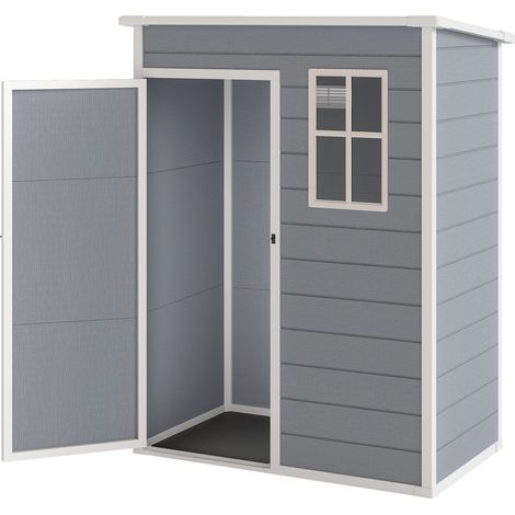 Casetta da giardino 151 x 92 x 193 cm porta chiudibile con ventilazione design contemporaneo esterno in alluminio grigio 210004362