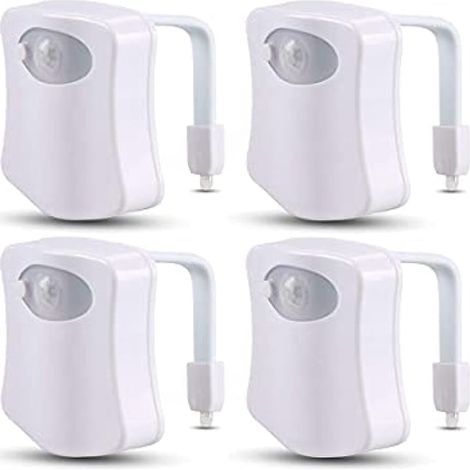 Lot de 4 veilleuses de toilettes à changement de couleur, activées par le mouvement, lampe UV pour WC, veilleuse intelligente. (1/5)