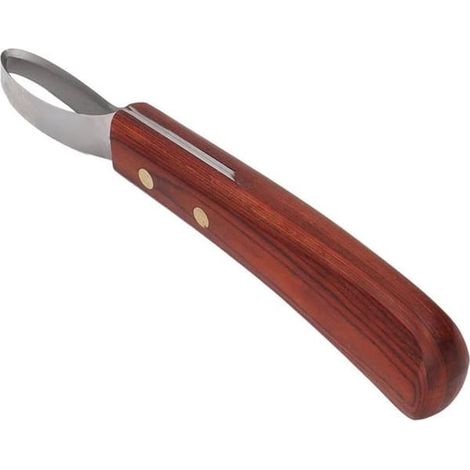 Couteau à sabot multifonctionnel - Chevaux et bovins - Manche en bois - Maréchalerie à domicile - Coupe-sabot ovale en acier inoxydable et caoutchouc - Noir (1/5)