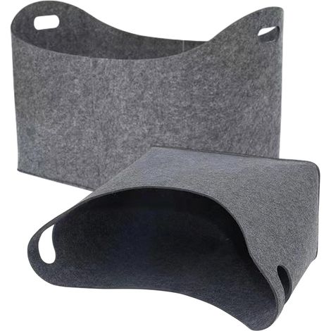 Lot de 2 paniers à bûches en feutre, sacs de transport en feutre, sac fourre-tout de rangement pour bois de chauffage, sacs fourre-tout pliables pour bûches, organisateur de maison avec poignée