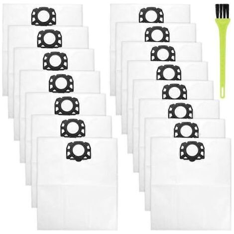 Lot de 15 sacs pour aspirateur Kärcher WD4, WD5, WD6, WD5P, WD6P, MV4, MV5 et MV6 grands sacs à poussière avec brosse de nettoyage. (1/5)