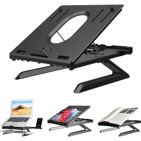 Support pour ordinateur portable, réglable en hauteur, pliable, portable, ventilé, ergonomique, pour ordinateurs portables et tablettes (1/5)