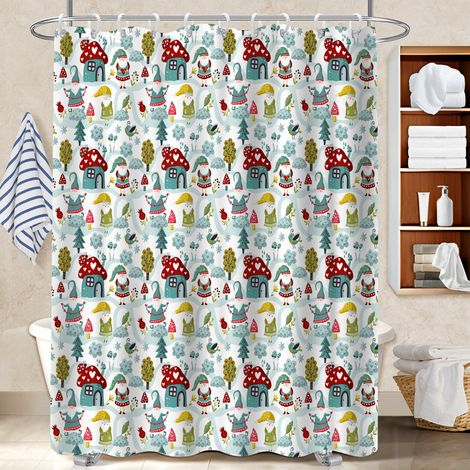 Rideau de douche tissu polyester 180x180 avec œillets rideau séchage rapide pour décoration salle de bain (1/5)