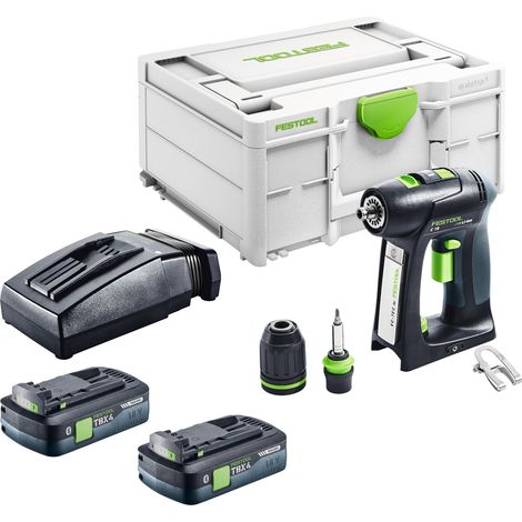 Perceuse-visseuse sans fil Festool C 18-Basic 18 V 45 Nm Brushless + 2 batteries 4,0 Ah + chargeur + Systainer
