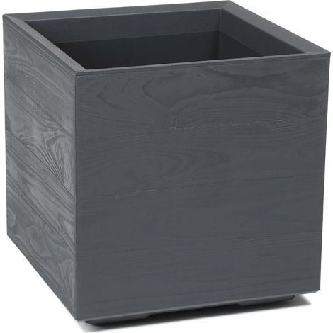 Bac à Plantes sur roulettes 40 cm, 36 L - Pot de Fleurs en Plastique Effet Bois - Cache-Pot avec Drainage - Intérieur & extérieur - Résistant aux intempéries et Facile d’Entretien, Anthracite (1/5)