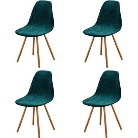 Copertura per Sedia in Stile Scandinavo, Confezione da 4, Copertina Estensibile Verde per Sedie da Pranzo, Rivestimento Universale in Velluto per Sedie senza Braccioli, Decorazione per Soggiorno, Cuci (1/4)