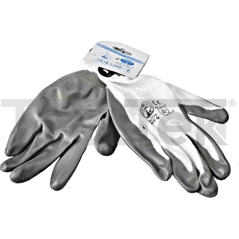 GUANTI DA LAVORO PROFESSIONALI SPALMATI IN NITRILE GRIGIO Tg.9 12 PAIA
