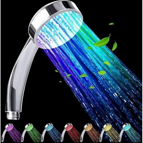 LED Shower, Illuminated Shower Head, Illuminated Shower Head, Color Shower Head, LED Hand Shower, 7 Color Automatic Changing, Universal, Chrome (1/5)