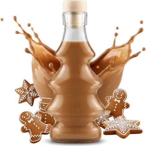 Weihnachtsflasche mit 3D-Weihnachtsbaummotiv, 100 ml Glasflaschen für Sirup, Likör, Saft (1/5)