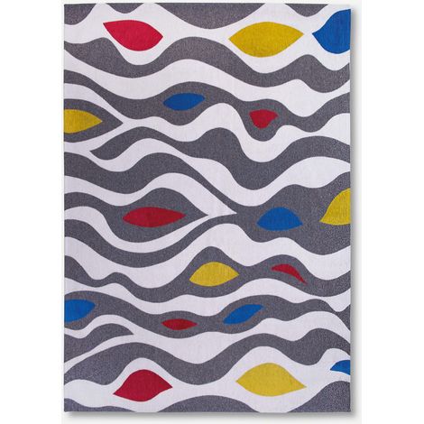 VOLUTE DESIGN - GALLERY ART ABSTRACT TAPPETO - Prodotto in Belgio - Tessuto piatto jacquard meccanico - Rifinito a mano - Antiscivolo naturale - 100% cotone - Rotolo - 200 x 280 CM