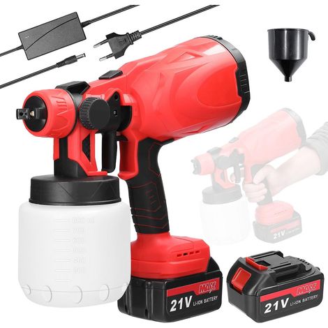21V Elektrische Handfarbspritzpistole mit einstellbarer Leistung, multifunktionales Malgerät - Hohe Leistung