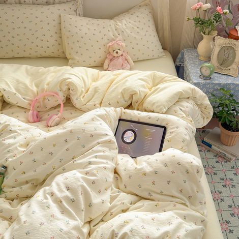Ensemble de literie quatre pièces en pur coton double couche, 150200CM, adapté à une utilisation à domicile et en dortoir. (1/5)
