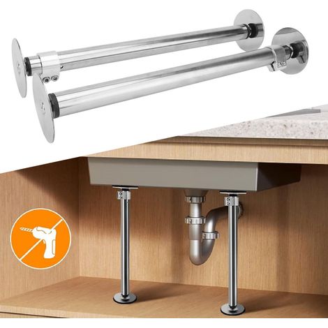 Kit de montaje de acero inoxidable para fregaderos bajo encimera – 2 soportes ajustables (45–78 cm) – reparación para cocina y baño (1/5)