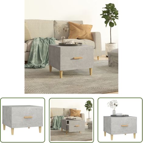 The Living Store Table basse Gris béton 50x50x40 cm Bois d'ingénierie - Table Basse - Meuble Salon - Table D'appoint - Table Côté Canapé - Design Minimaliste (1/5)