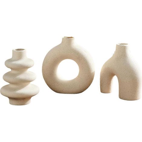 Vases bohèmes modernes pour la décoration intérieure, petits vases à fleurs pour herbes de la pampa, centres de table ronds blancs pour mariage (1/5)
