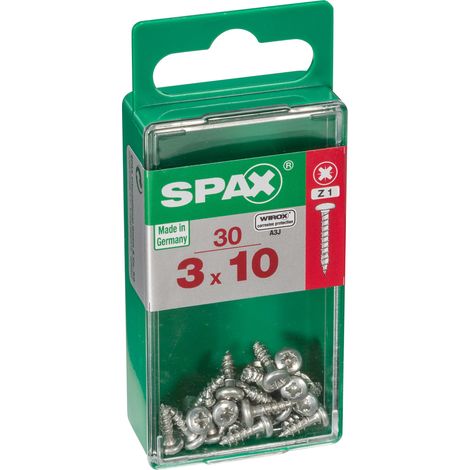 Set di 30 viti SPAX in acciaio a testa cilindrica, Diam.3 mm x L.10 mm SPAX