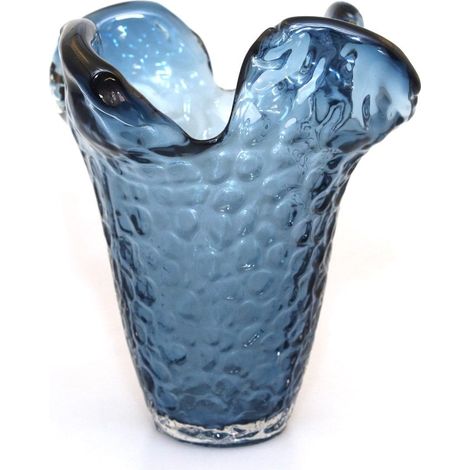 Vase en verre bleu design pour fleurs et décoration d'intérieur 22 x 22 x 22 cm - PANGIVO (1/3)