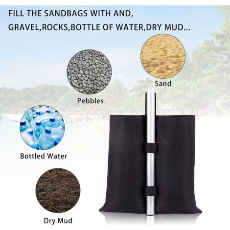 4er-Set Sandgewichte für Gartenpavillons, Sonnenschirme, Pergolen und Faltzelte – Schwarz