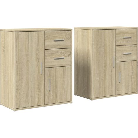 Credenza cassettiera mobile contenitore organizer cucina soggiorno salotti set di 2 sonoma 60 x 31 x 70 cm legno ingegnerizzato marrone 020036816
