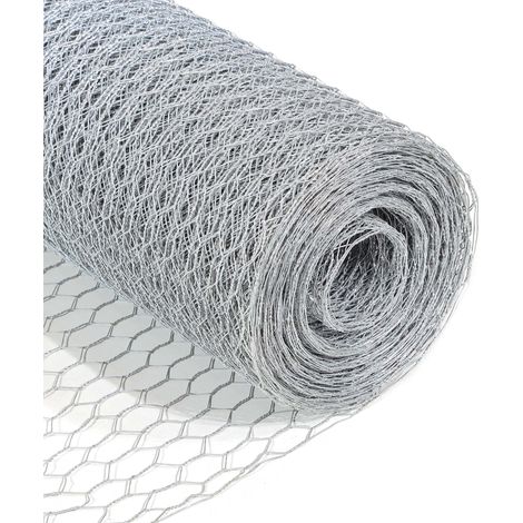 Wiltec Malla metálica de acero galvanizado para pajarera malla hexagonal 25 mm altura 0,5 x longitud 10 m alambre Ø 0,7 malla para conejos y gallinas cercado de animales terrazas y jardines (1/5)
