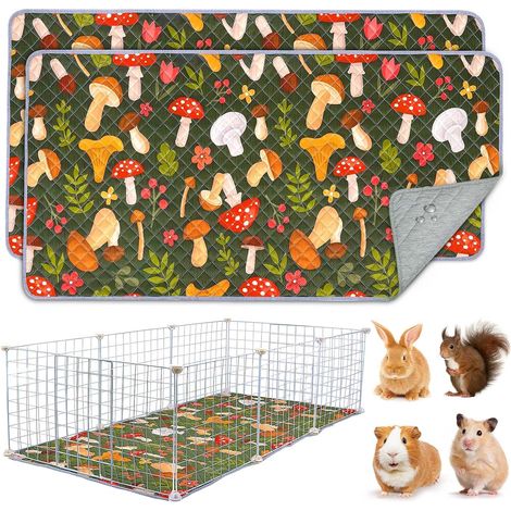 2 Pack Washable Reusable Guinea Pig Cage Mats, Absorbent Pee Liners, Mats for Small Animals, Rabbits and Hamsters (1/5)