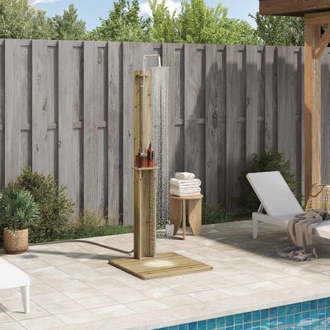 vidaXL Outdoor Shower 206 cm Impregnated Pine Wood and Stainless Steel
