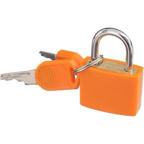 Candado pequeño de plástico fluorescente con dos llaves para equipaje, maleta o bolso - Naranja (1/5)