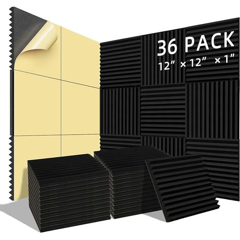 Acoustic Foam Panels 36 Pack Soundproof Wall Panels for Noise Reduction and Echo Elimination, Soundproofing Panels Easy Peel and Stick for Studio to (1/5)