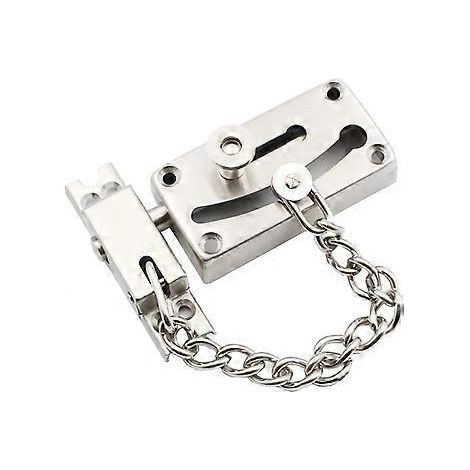 Verrou de sécurité de porte avec chaîne de protection, en acier inoxydable moulé, avec chaîne extrudée et verrou coulissant. (1/4)