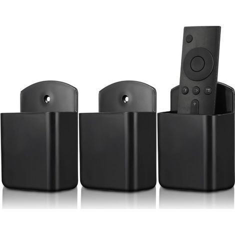 Support mural auto-adhésif pour télécommandes - Lot de 3 - Noir - Rangement TV, bureau, chambre - 10 x 6.3 x 3 cm (1/5)