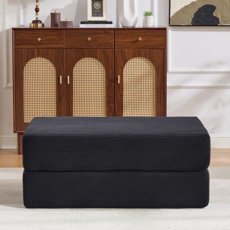 Pouf pliable en velours côtelé – doux et confortable au toucher, avec deux coussins en mousse épaisse pour un confort d'assise optimal – se déplie en un fauteuil – gain de place et design polyvalent.