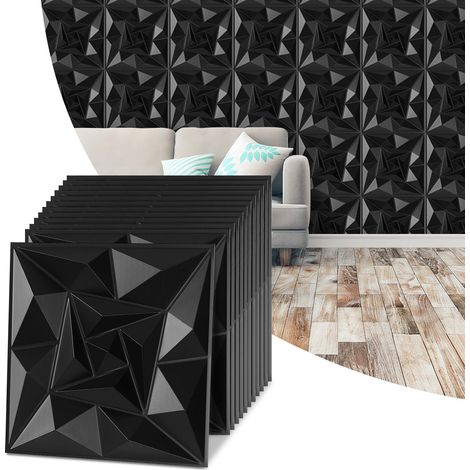 TolleTour Panneaux Muraux 3D Noir Spirale 50×50 cm PVC – Grand Format Moderne (1/5)