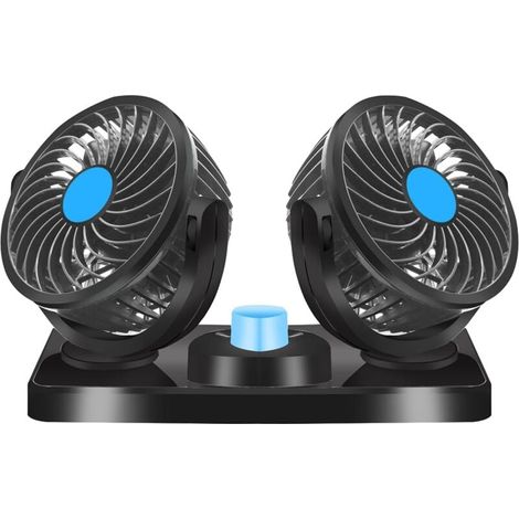 12V Dual Head Fan, Electric Dual Head Cooling Fan, 360° Rotation, 2 Speeds, Fits All Family Cars or with 12VDC Cigarette Lighter Socket MUMU (1/4)