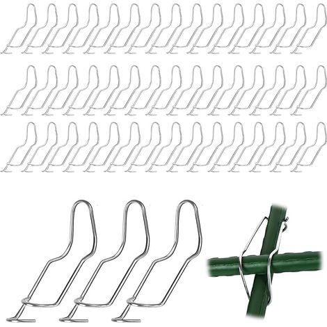 Lot de 50 Plant Trellis Connecting Buckles, Plant de Connexion Boucles de Connexion pour Plante en Bambou Fixation Boucle Végétale Fil d'acier Silver Boucles de Connexion de Treillis de Plante (1/5)