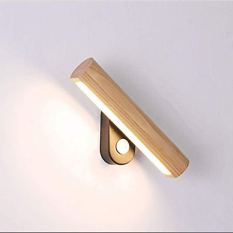 350° Swivel Wooden Wall Sconce with Switch, Hallway Lamp Bedside Lamp, Warm White/Cool White/Natural White 3 in 1 Switchable for Living Room Bedroom Corridor Staircase (1/5)